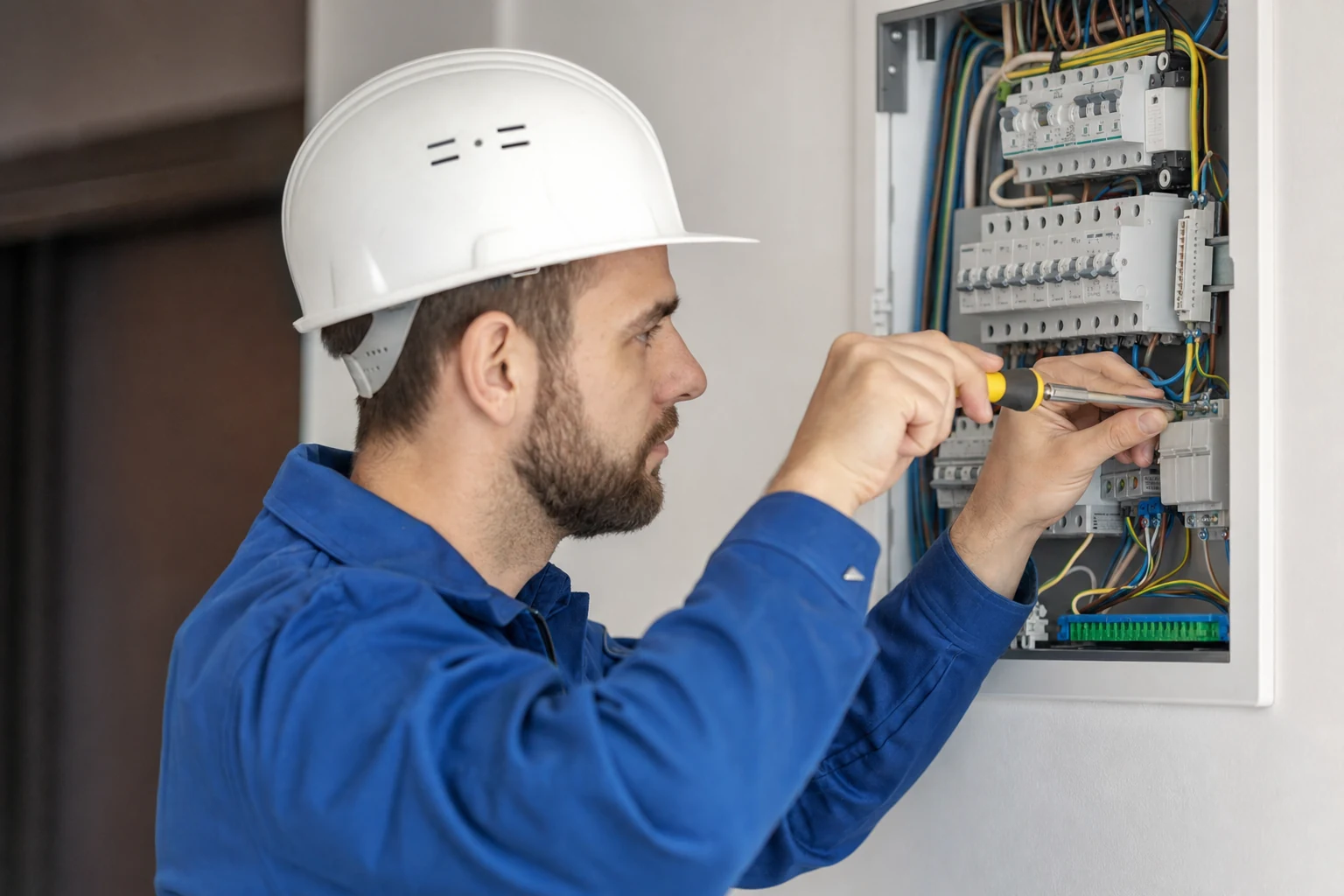Elektriker prüft Sicherungskasten in Wien – Meisterbetrieb elektriker-in-der-nähe.at